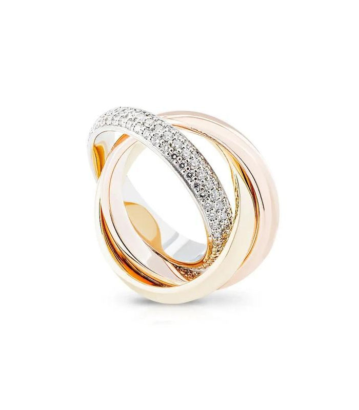 photo de Bague Cartier Trinity en Or Jaune, Rose et Blanc 18 Carats avec Diamants